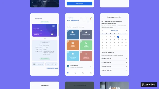 CRIBMD patient dashboard and appointment screens