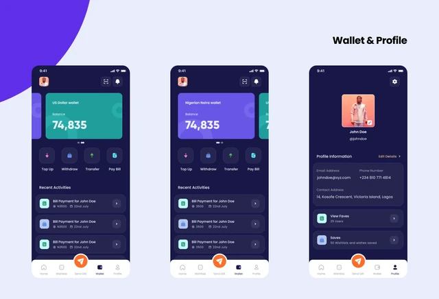 Giftie — Wallet balances and account profile