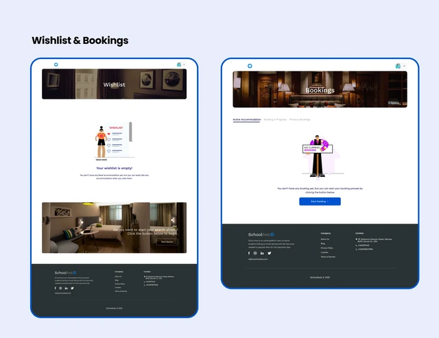 SchoolAxis — Saved accommodation and booking views